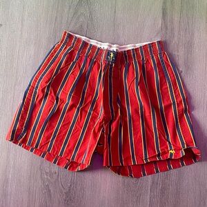 Abercrombie & Fitch Vintage Red and Blue Striped boxer shorts loungewear EUC!